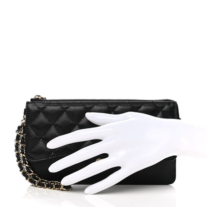 Chanel Caviar Quilted Classic Pouch With Handle Black 2 of 8