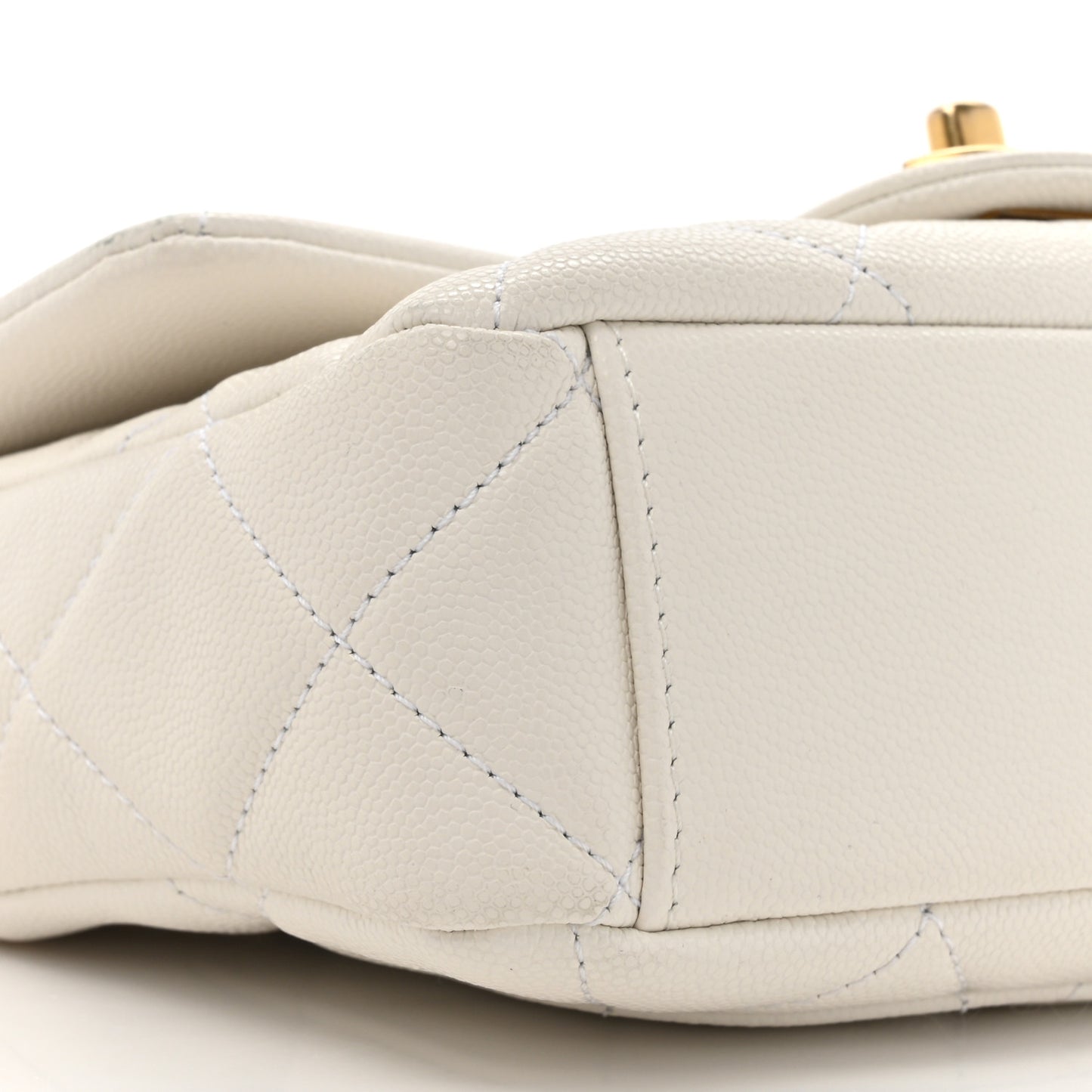Caviar Quilted Small Twist Your Buttons Flap White