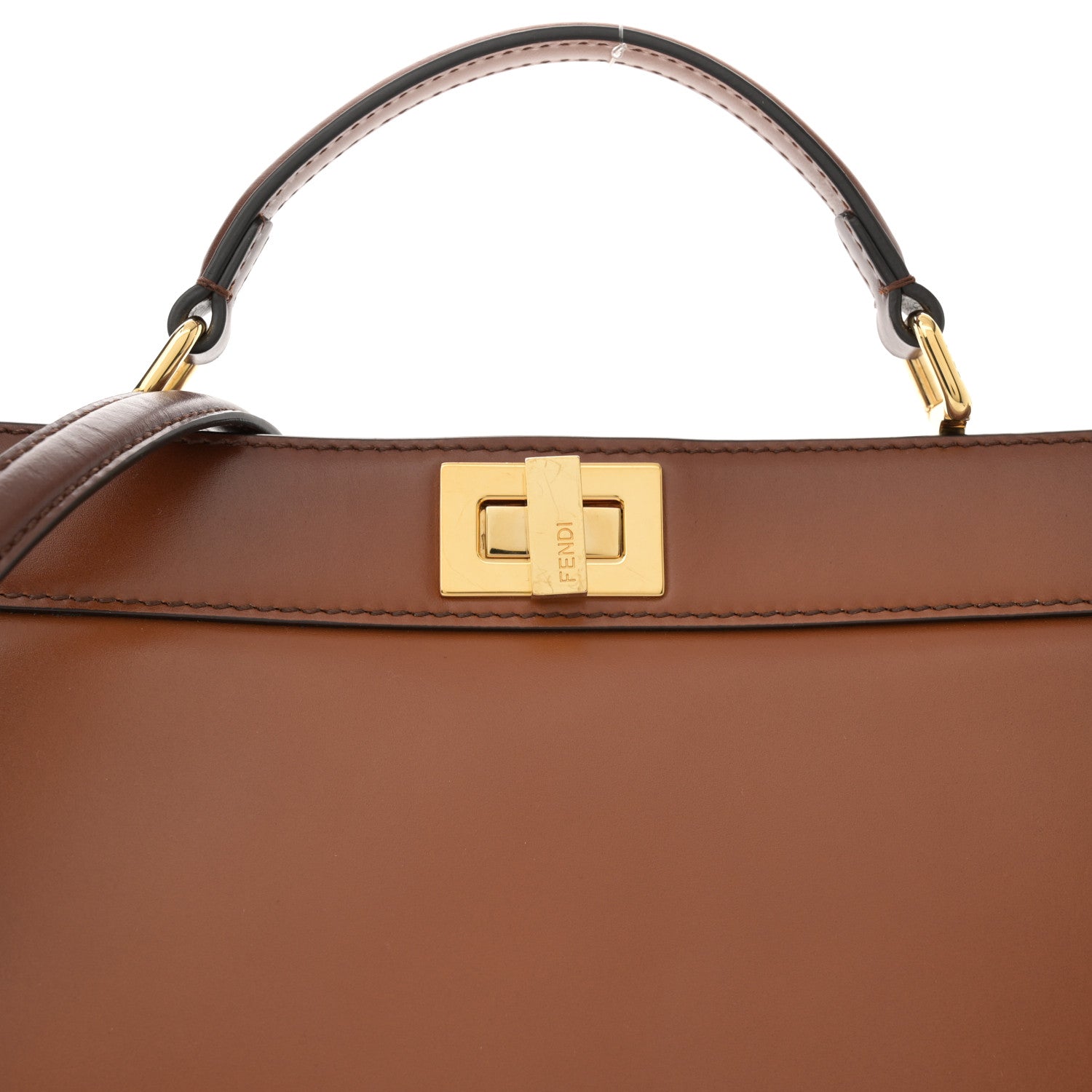 Fendi Vitello King Tamponato Medium Peekaboo I SEE U East West Satchel Cuoio 8 of 13