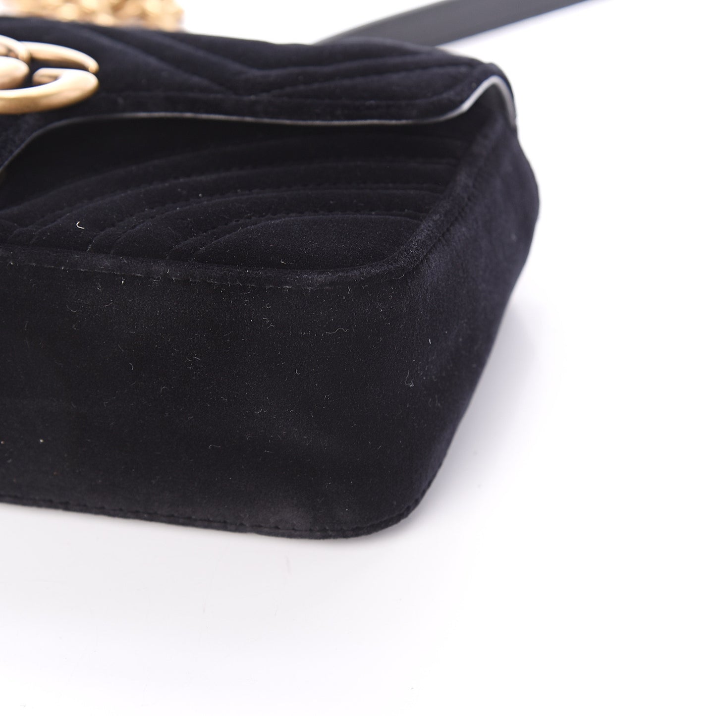 Velvet Matelasse Mini GG Marmont Shoulder Bag Black