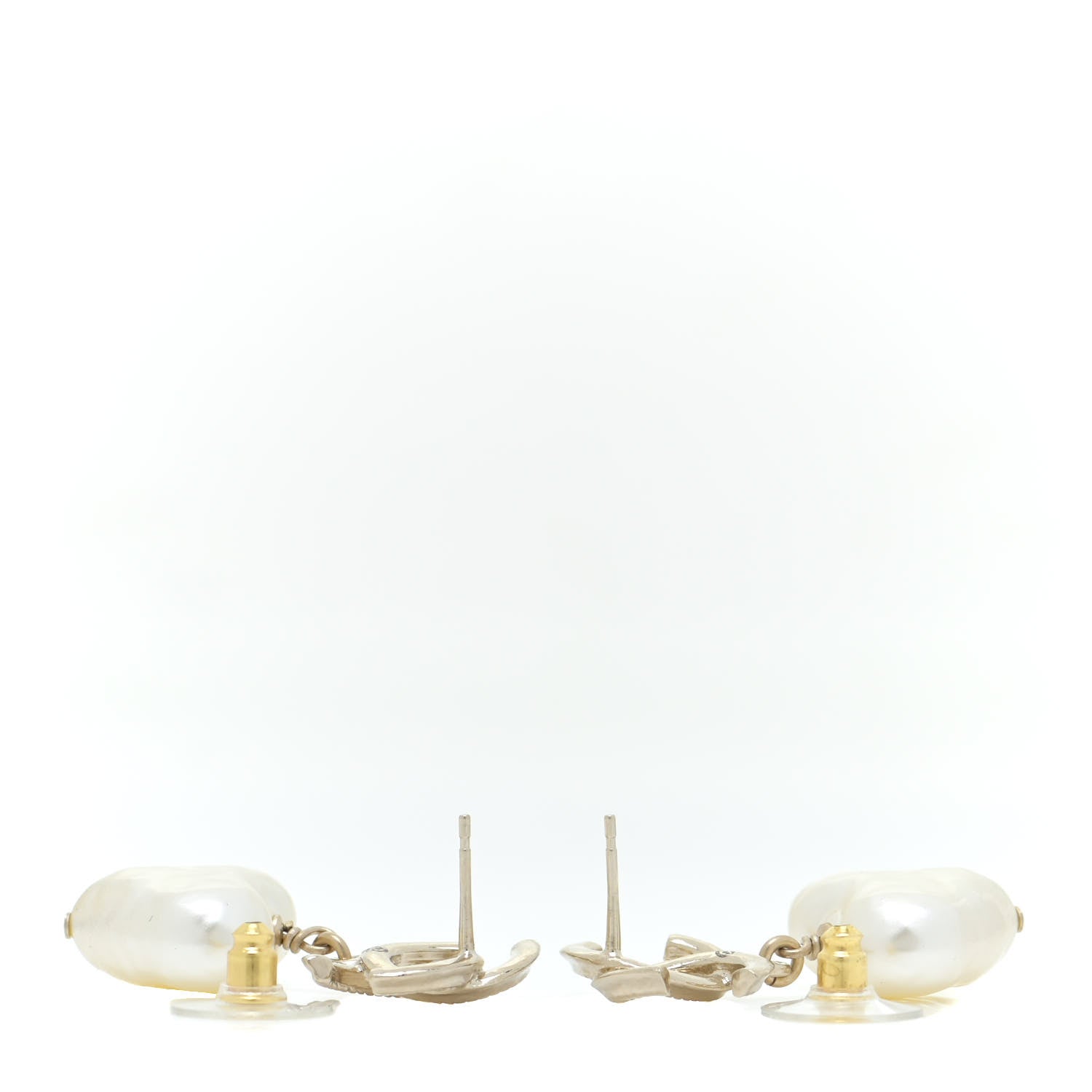 Chanel Pearl CC Heart Drop Earrings Gold 3 of 5