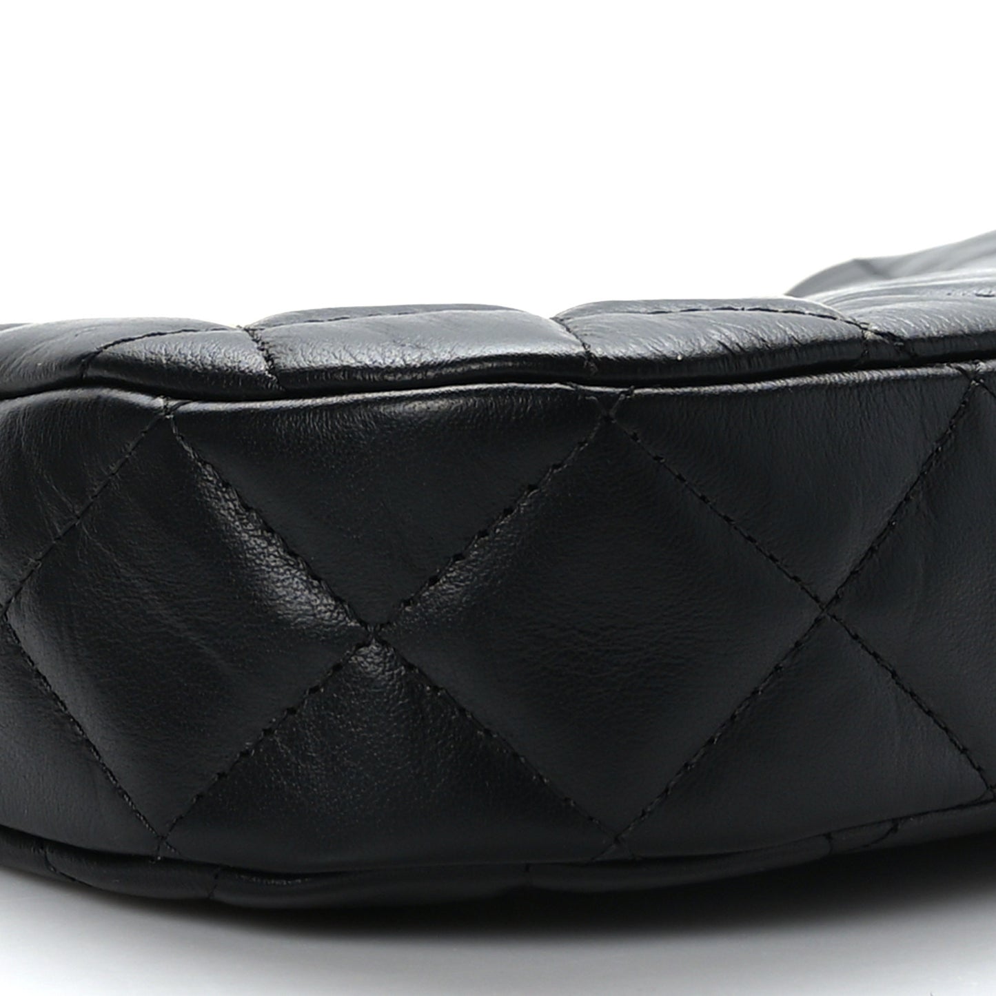 Crumpled Calfskin Quilted Braided CC Small Hobo Black