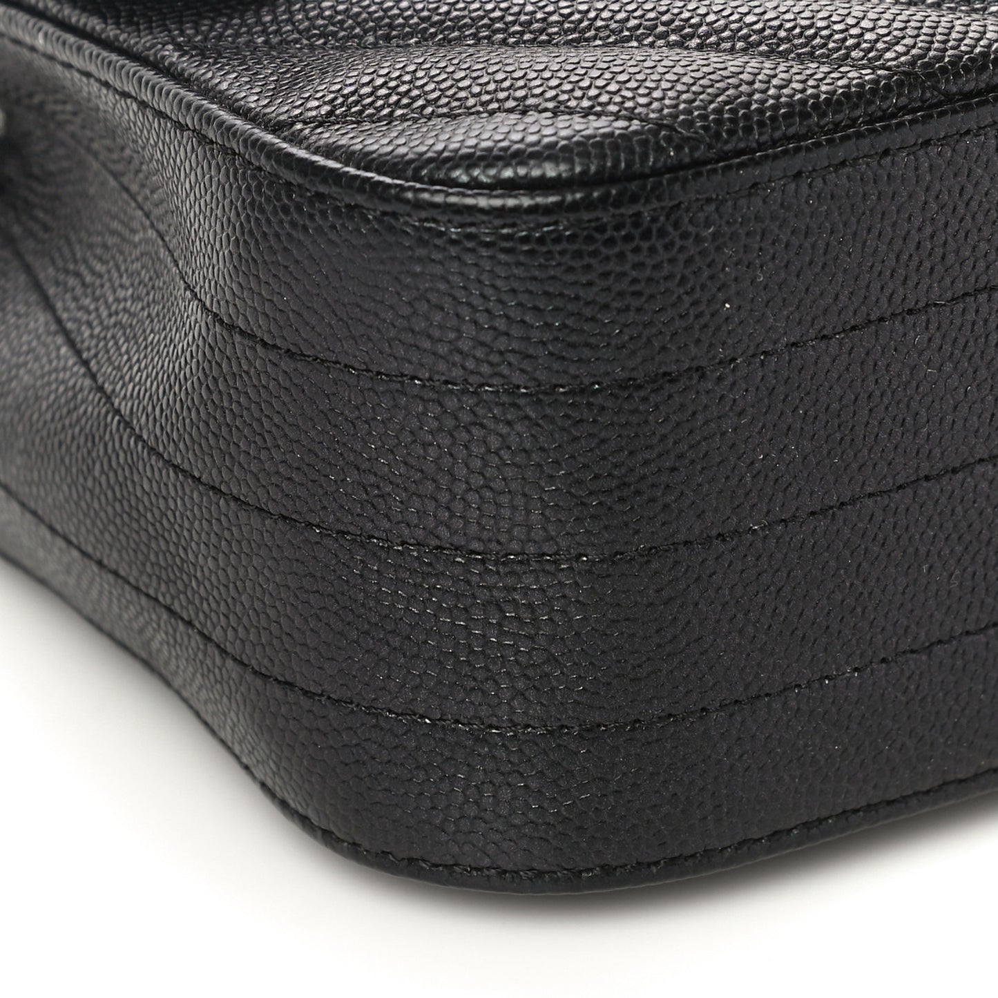 Caviar Chevron Quilted Mini Rectangular Flap Black