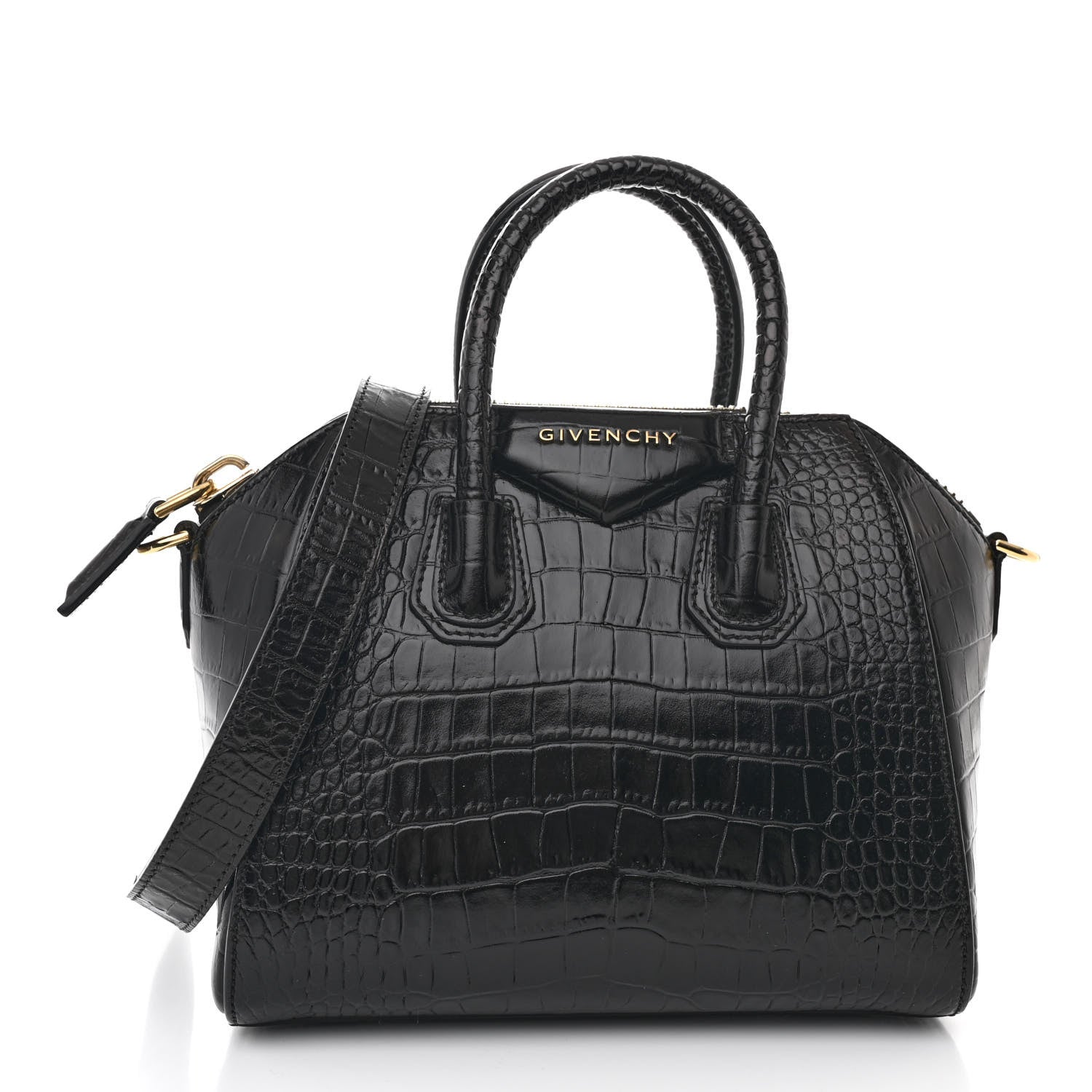 Givenchy Calfskin Crocodile Embossed Mini Antigona Black 1 of 10