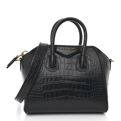 Givenchy Calfskin Crocodile Embossed Mini Antigona Black 1 of 10