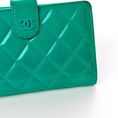 Chanel Patent Quilted Zip Pocket Wallet Turquoise 18 of 26