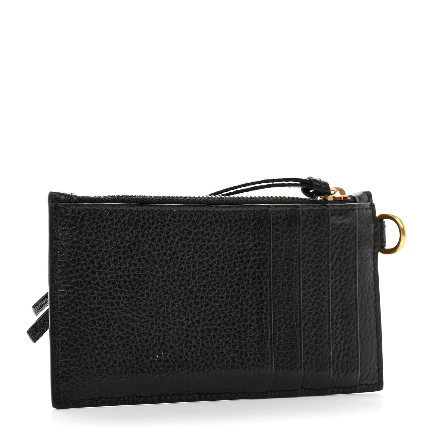 Calfskin Neo Classic Long Coin Case Card Holder on Strap Black