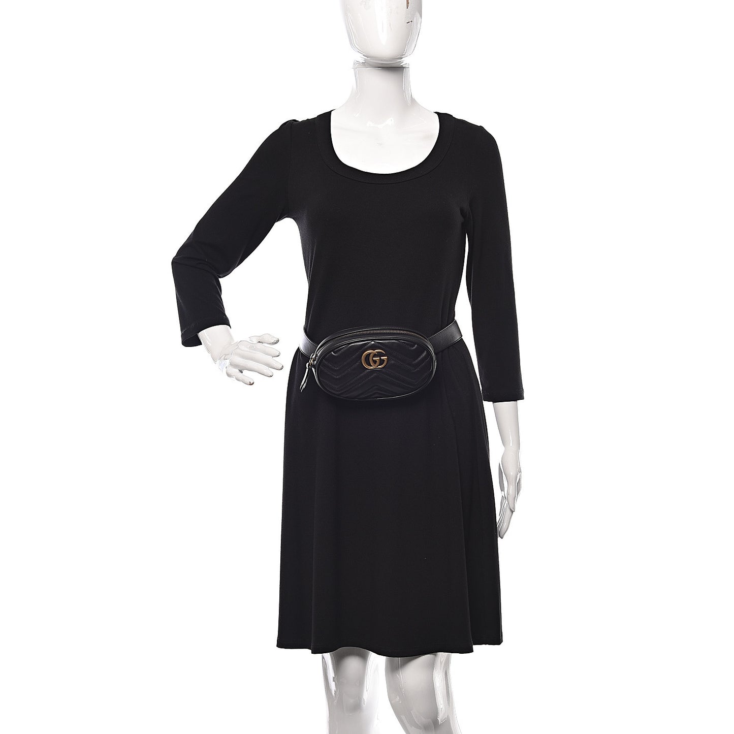 Calfskin Matelasse GG Marmont Belt Bag 85 34 Black