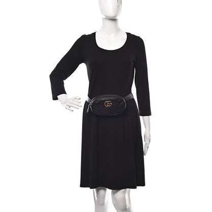 Gucci Calfskin Matelasse GG Marmont Belt Bag 85 34 Black 2 of 11