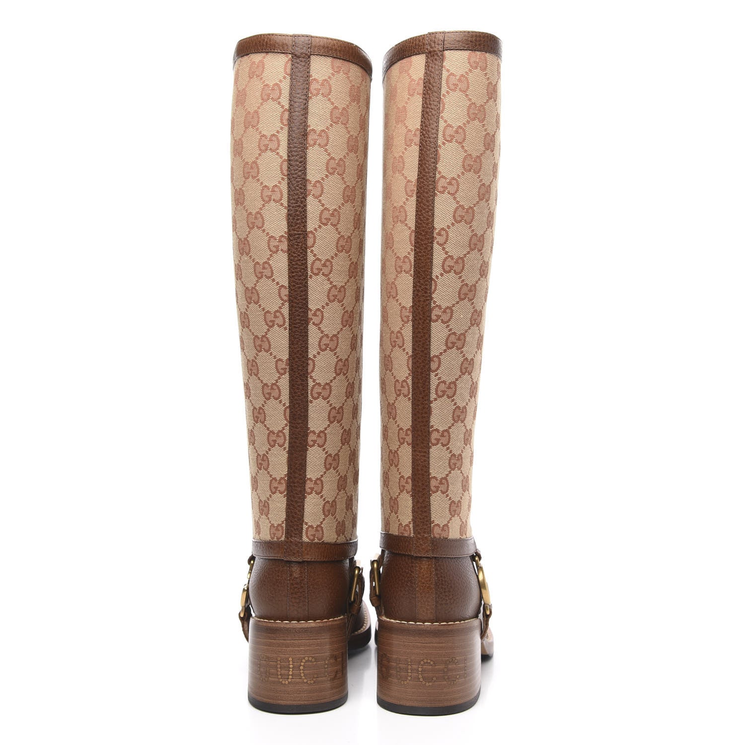 Gucci GG Monogram Calfskin Lola Tall Boots 37.5 Beige Ruggine Cuir 5 of 9