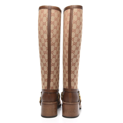 Gucci GG Monogram Calfskin Lola Tall Boots 37.5 Beige Ruggine Cuir 5 of 9