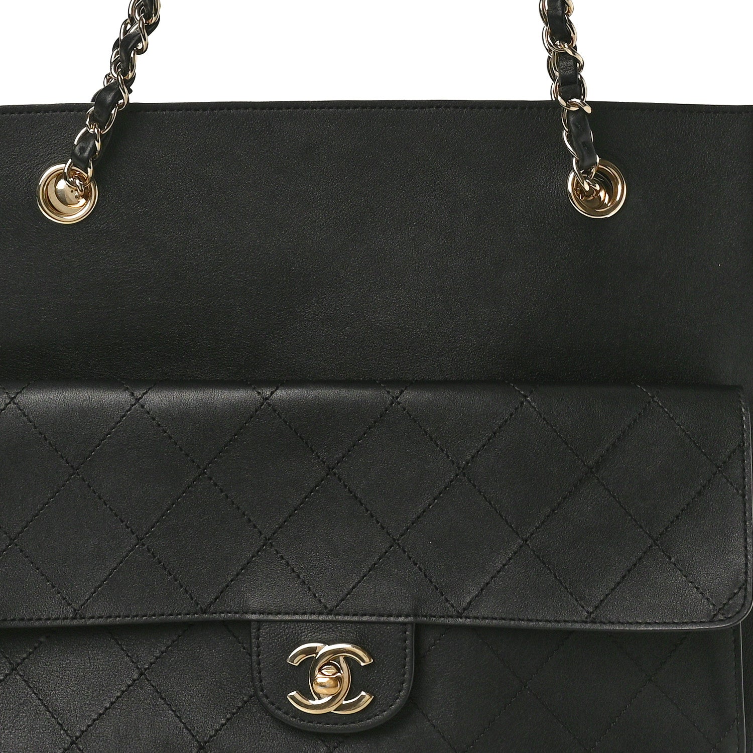 Chanel Lambskin Stitched Essential Shopping Tote Black 7 of 12