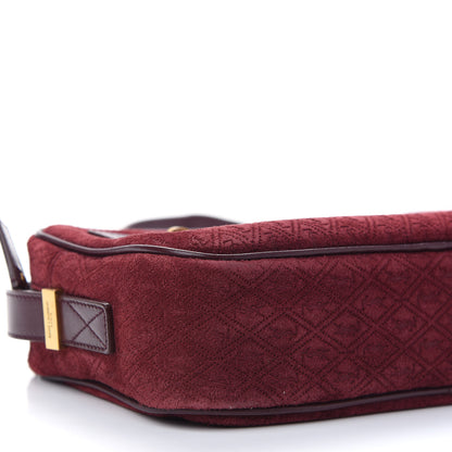 Saint Laurent Suede Monogram All Over Camera Bag Burgundy 7 of 9