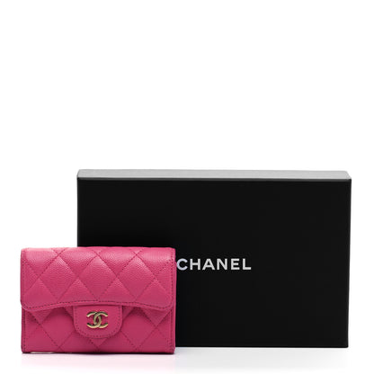 Chanel Caviar Quilted Flap Card Holder Wallet Dark Pink 9 of 9