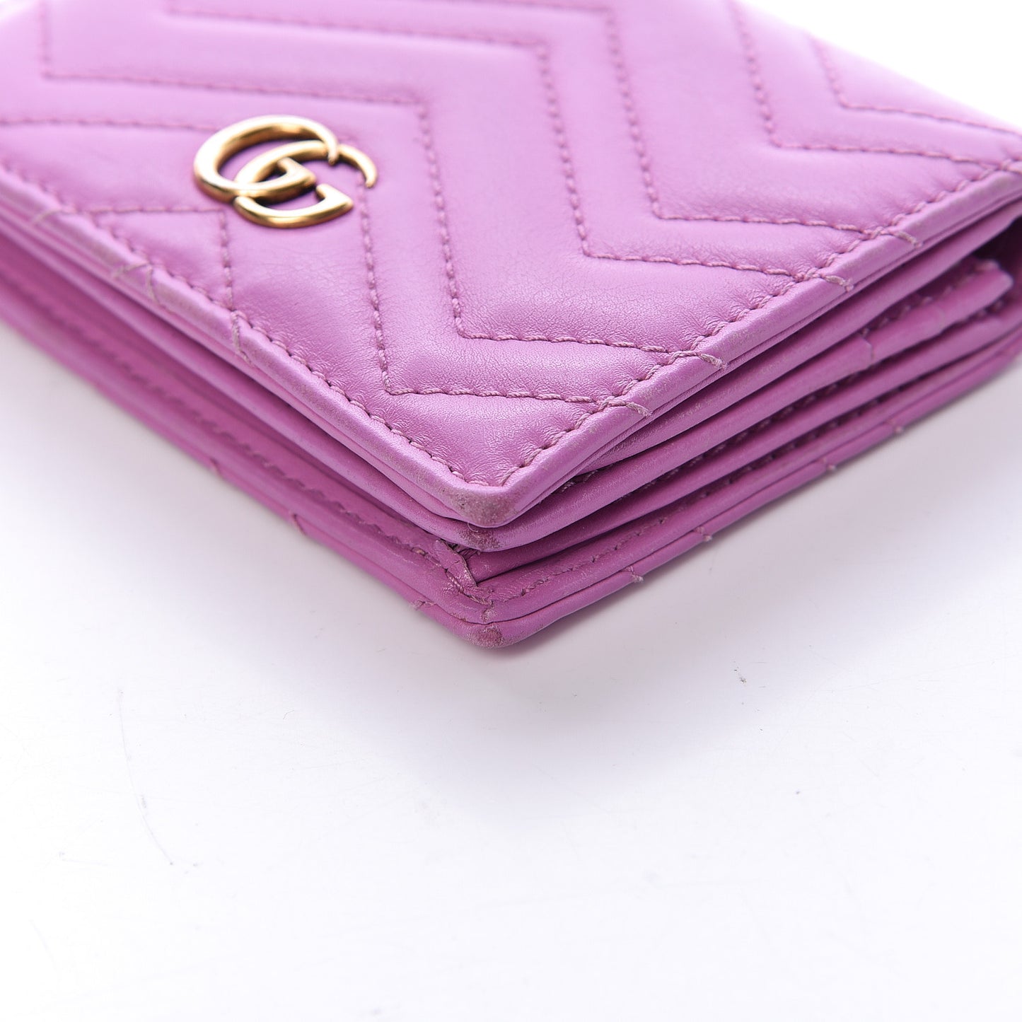 Calfskin Matelasse GG Marmont Card Case Candy Mousse