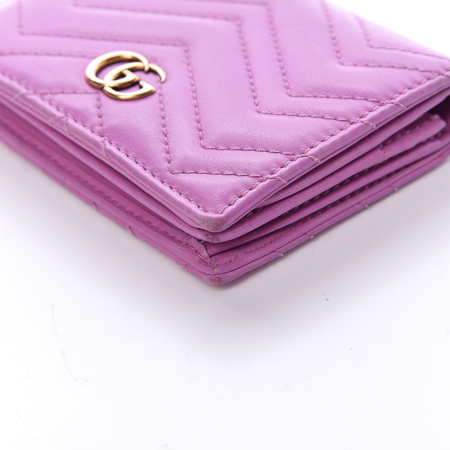 Gucci Calfskin Matelasse GG Marmont Card Case Candy Mousse 9 of 15