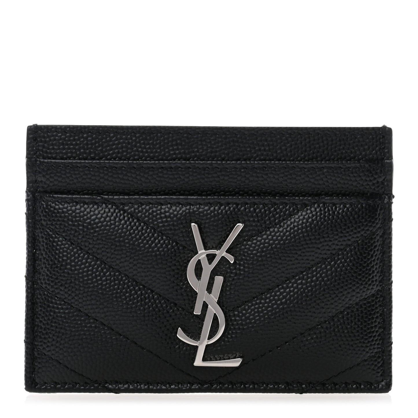 Grain De Poudre Matelasse Chevron Monogram Credit Card Case Black