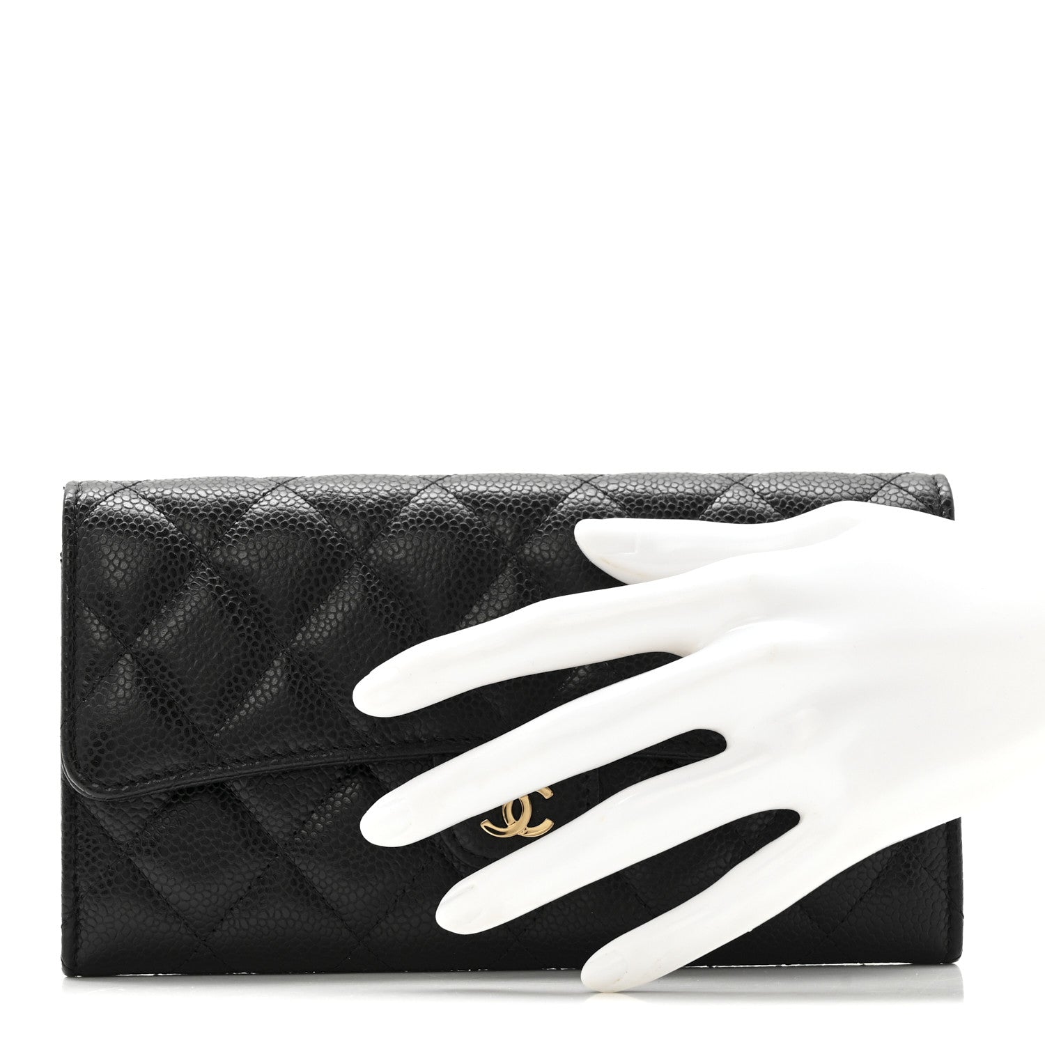 Chanel Caviar Quilted Large Gusset Flap Wallet Black 2 of 13