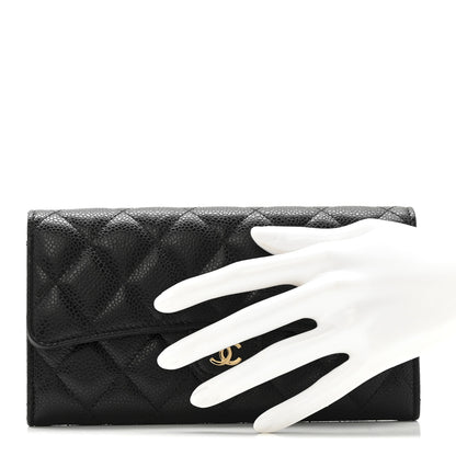Chanel Caviar Quilted Large Gusset Flap Wallet Black 2 of 13