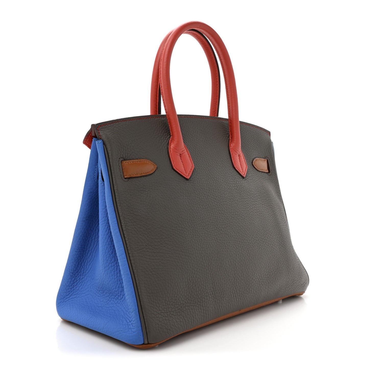 Taurillon Clemence Arlequin Birkin 30 Orange Sanguine Gold Bleu Lin Bleu Hydra Etain