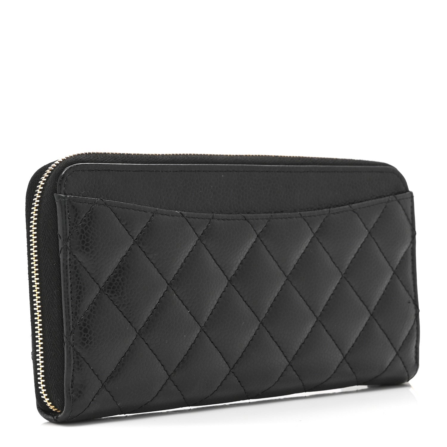 Chanel Caviar Quilted Large Gusset Zip Around Wallet Black 3 of 11