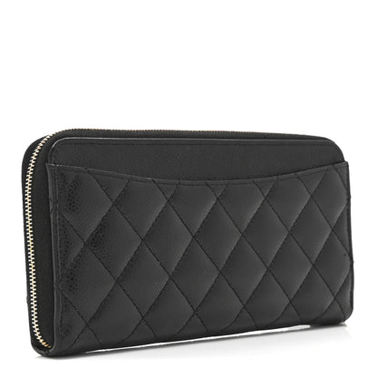 Chanel Caviar Quilted Large Gusset Zip Around Wallet Black 3 of 11