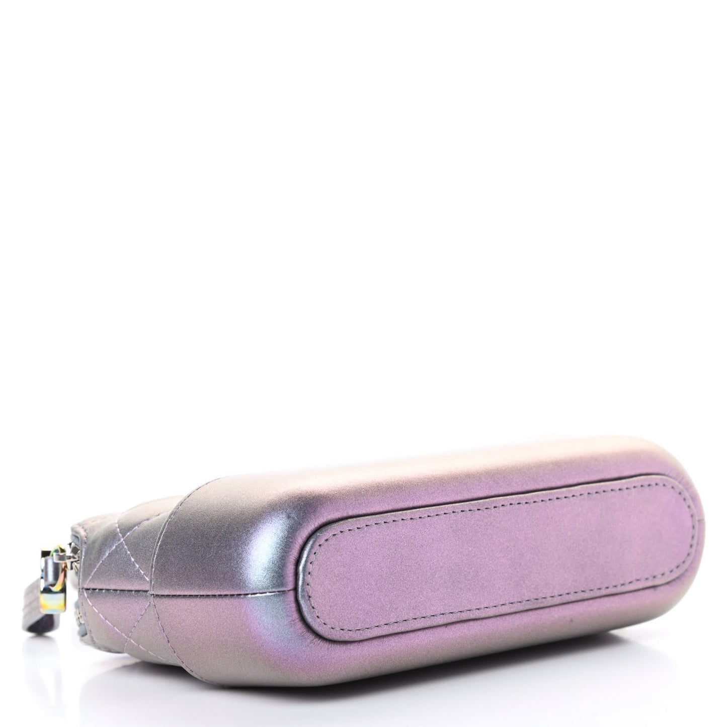 Iridescent Lambskin Calfskin Quilted Small Gabrielle Clutch With Chain Light Purple