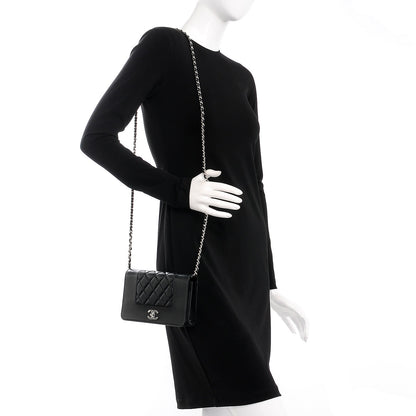 Chanel Sheepskin Quilted Mademoiselle Vintage Wallet On Chain WOC Black 2 of 9