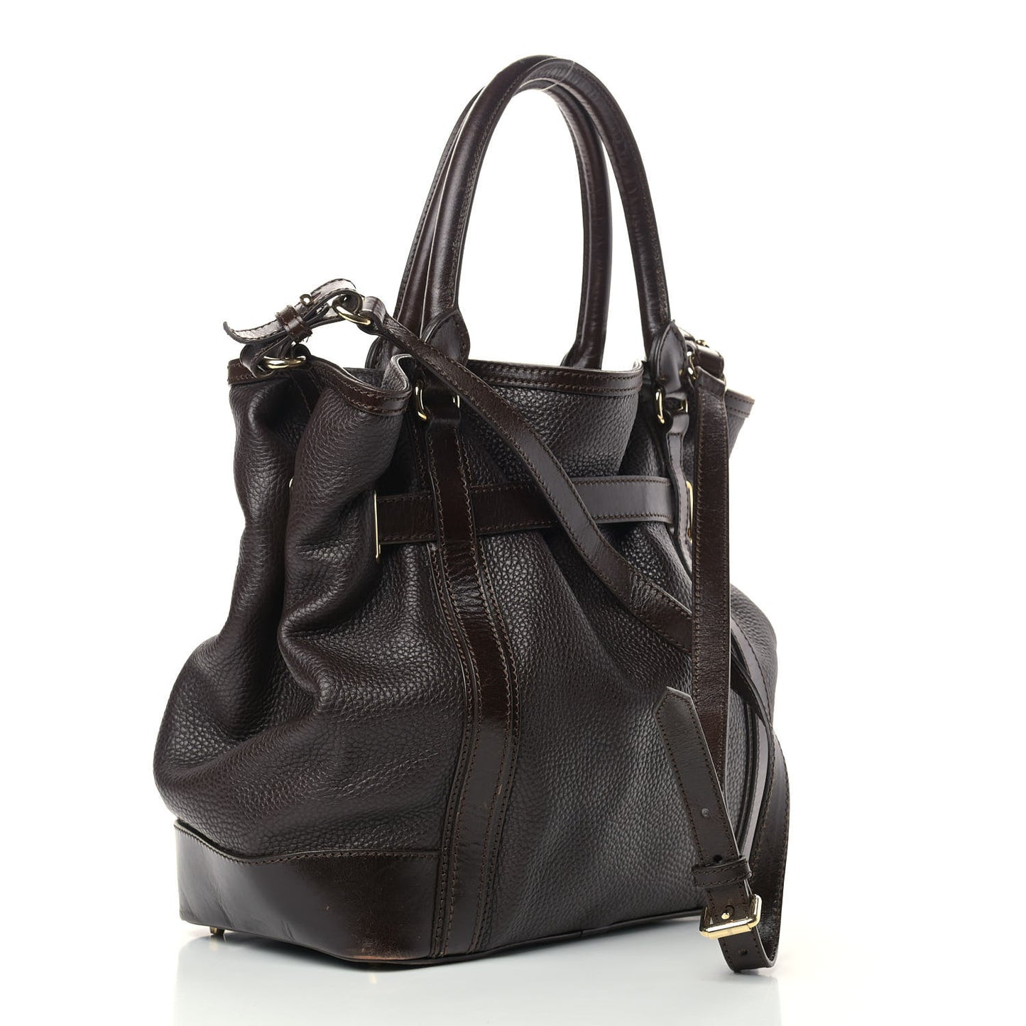 Grainy Calfskin Medium Golderton Tote Dark Chocolate