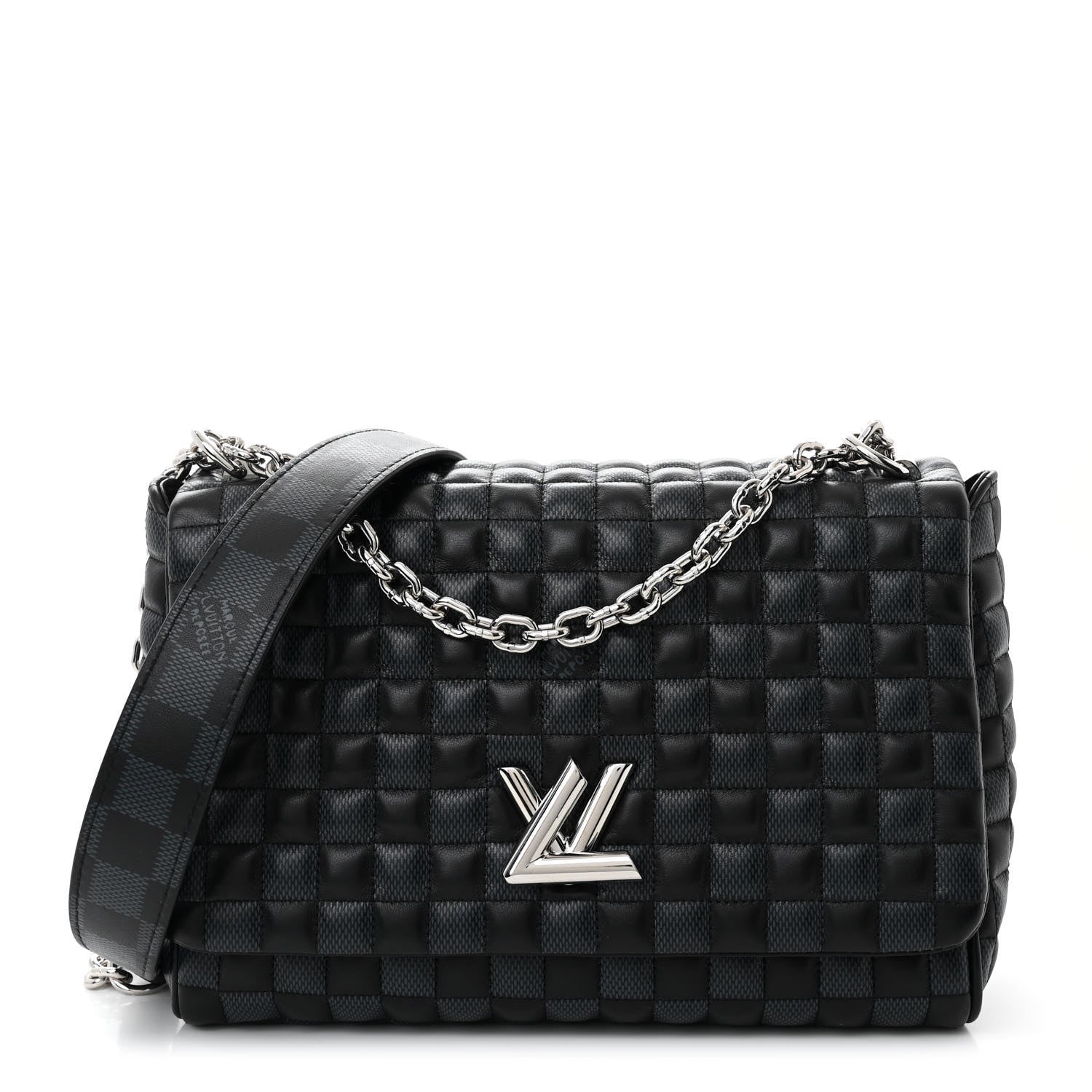Louis Vuitton Calfskin Quilted Damier Twist MM Black Anthracite 1 of 9