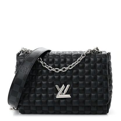 Louis Vuitton Calfskin Quilted Damier Twist MM Black Anthracite 1 of 9