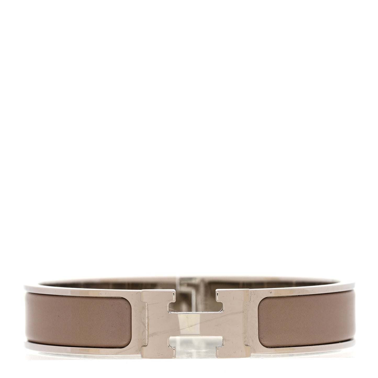 Enamel Narrow Clic Clac H Bracelet PM Marron Glace
