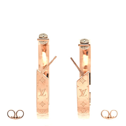 Louis Vuitton Metal Nanogram Hoop Earrings Pink Gold 3 of 5