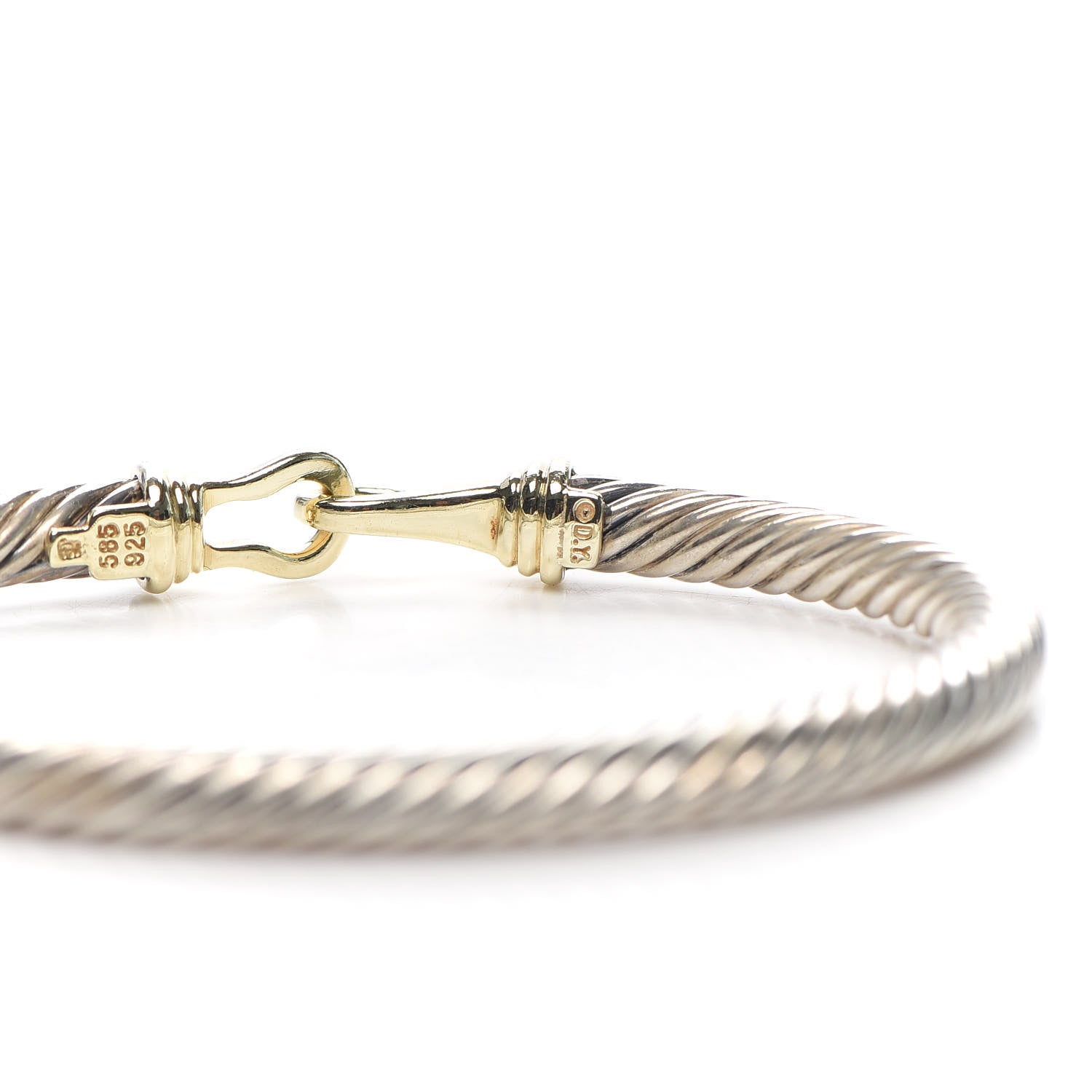 David Yurman Sterling Silver 14K Yellow Gold 5mm Cable Classic Buckle Bracelet 5 of 5