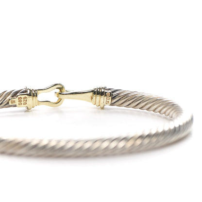 David Yurman Sterling Silver 14K Yellow Gold 5mm Cable Classic Buckle Bracelet 5 of 5