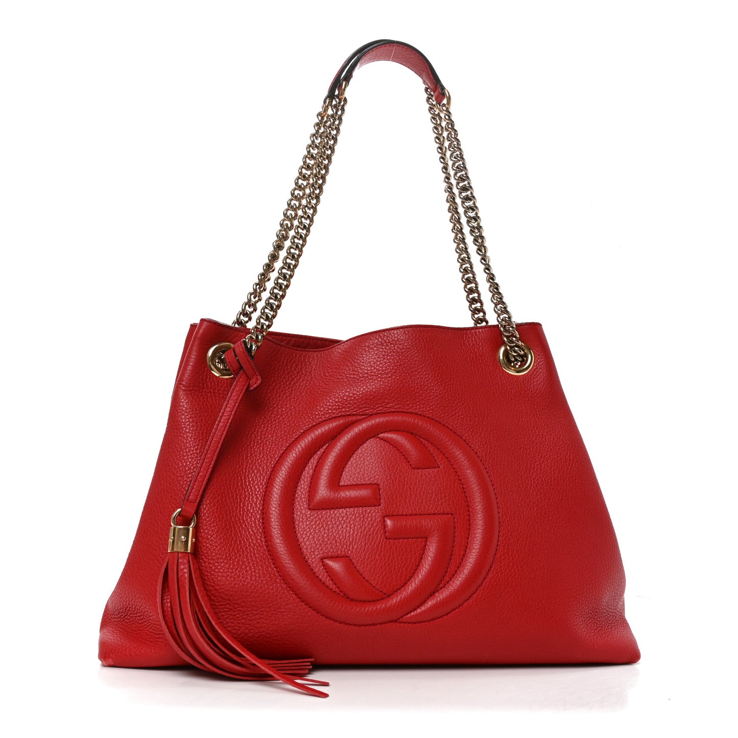 Pebbled Calfskin Medium Soho Chain Shoulder Bag Tabasco Red