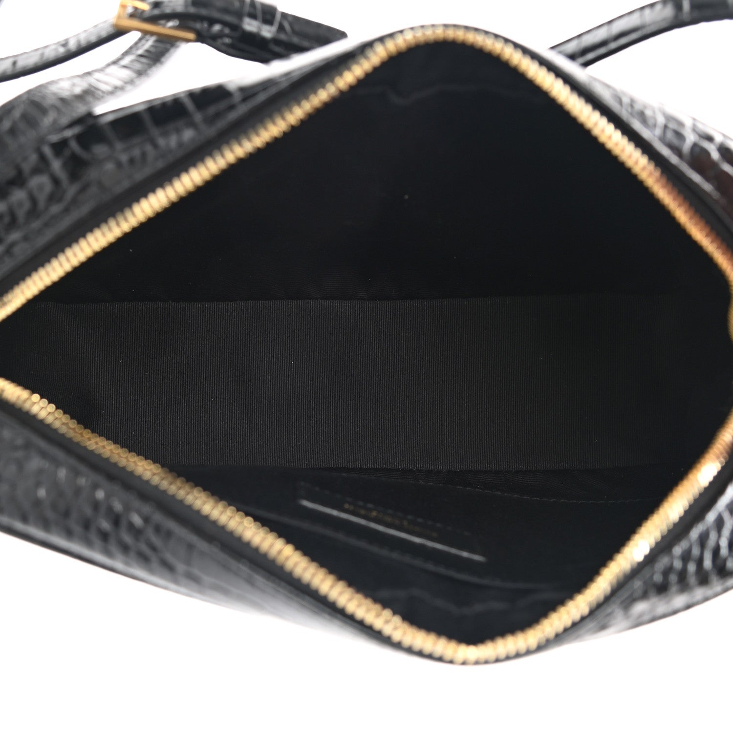 Saint Laurent Patent Calfskin Crocodile Embossed Monogram Lou Camera Bag Black 5 of 10