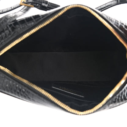 Saint Laurent Patent Calfskin Crocodile Embossed Monogram Lou Camera Bag Black 5 of 10