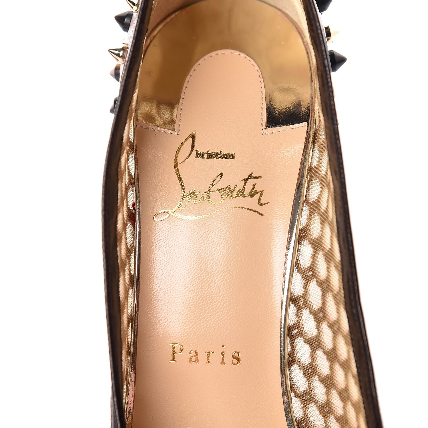Christian Louboutin Fishnet Mesh Suede Guni 100 Spiked Pumps 39.5 Black 7 of 9
