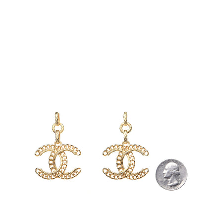 Chanel Metal CC Chain Drop Earrings Gold 2 of 9