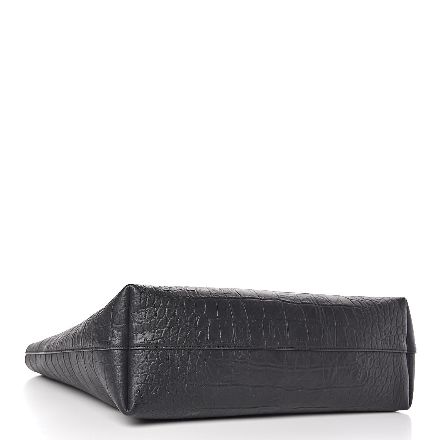 Saint Laurent Calfskin Crocodile Embossed Large Shopper Tote Black 5 of 12
