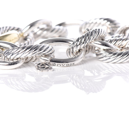 David Yurman Sterling Silver 18K Yellow Gold 19mm Extra Large Oval Link Bracelet 5 of 5