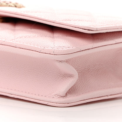 Chanel Caviar Quilted Crystal CC Wallet On Chain WOC Light Pink 11 of 11