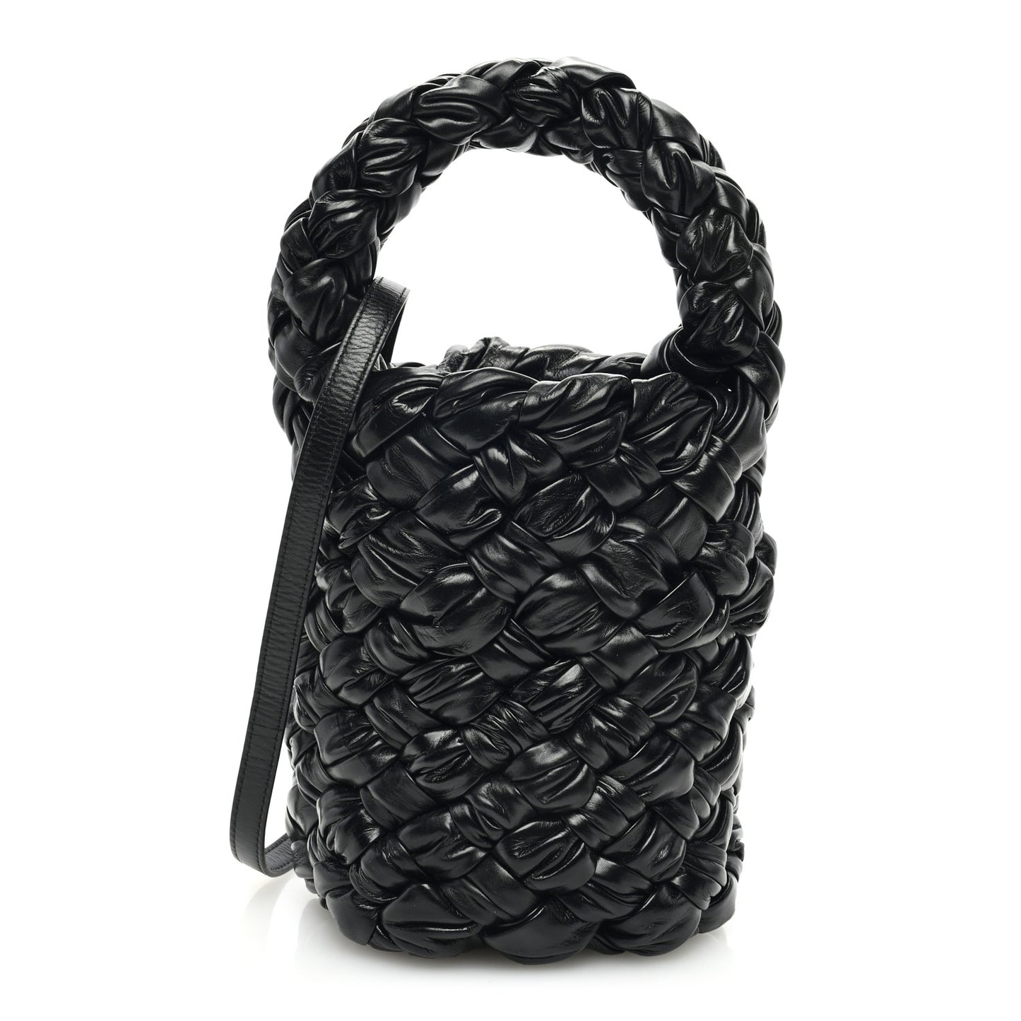 Calfskin Intrecciato Kalimero Bucket Bag Black