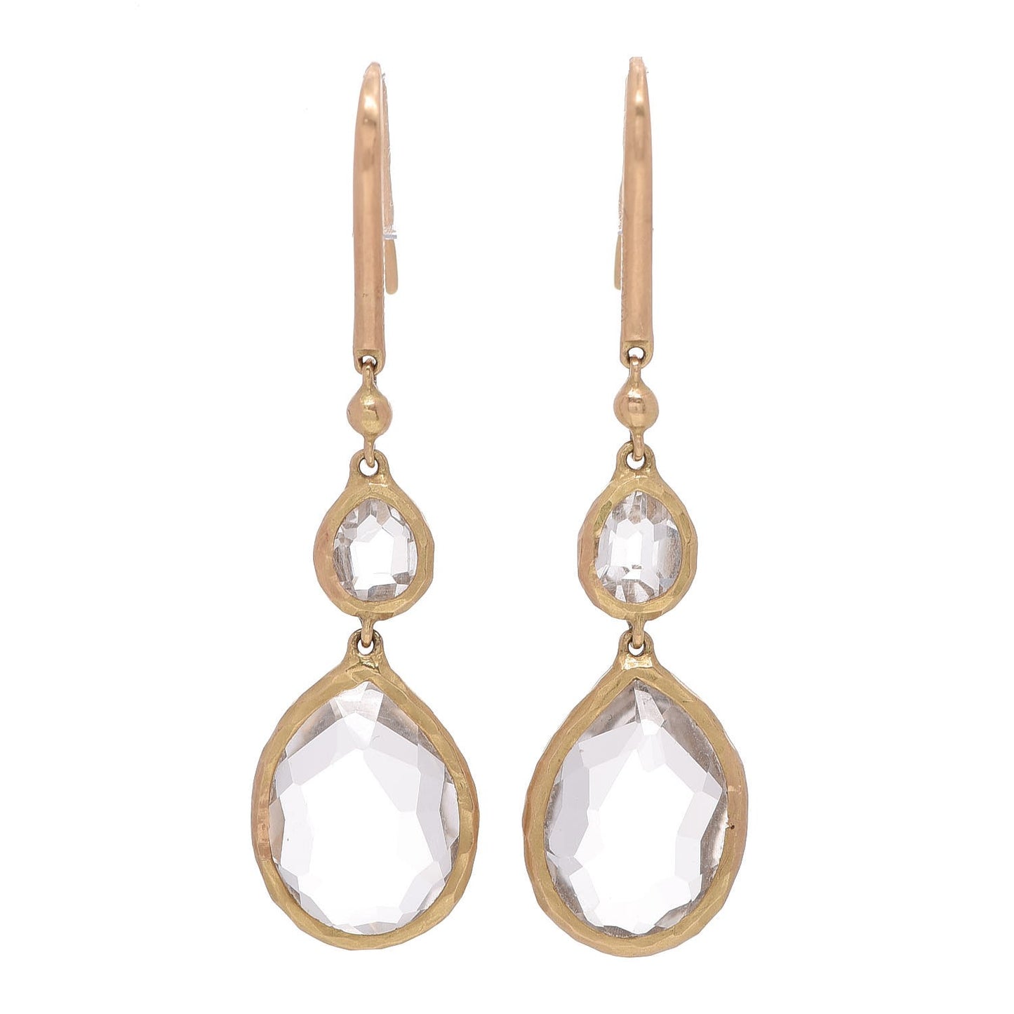 18K Yellow Gold Quartz Drop Earrings