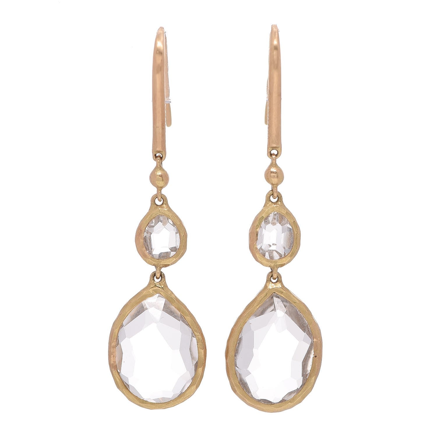 Gucci 18K Yellow Gold Quartz Drop Earrings 1 of 5