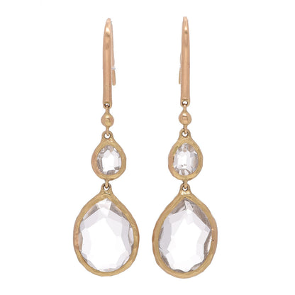 Gucci 18K Yellow Gold Quartz Drop Earrings 1 of 5