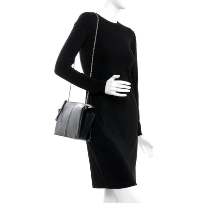 Celine Smooth Calfskin Tri-Fold Clutch on Chain Black 2 of 8