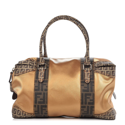 Fendi Zucca Zucchino Spalmati Mixed Media Boston Gold Mogano Panna 1 of 10