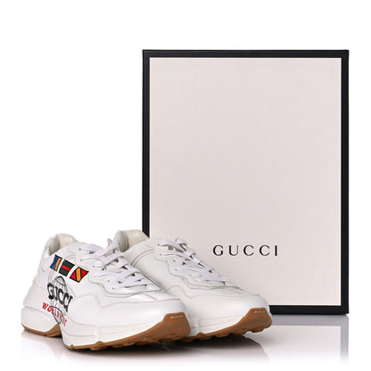Gucci Calfskin Worldwide Mens Rhyton Sneakers 9 Great White 9 of 9
